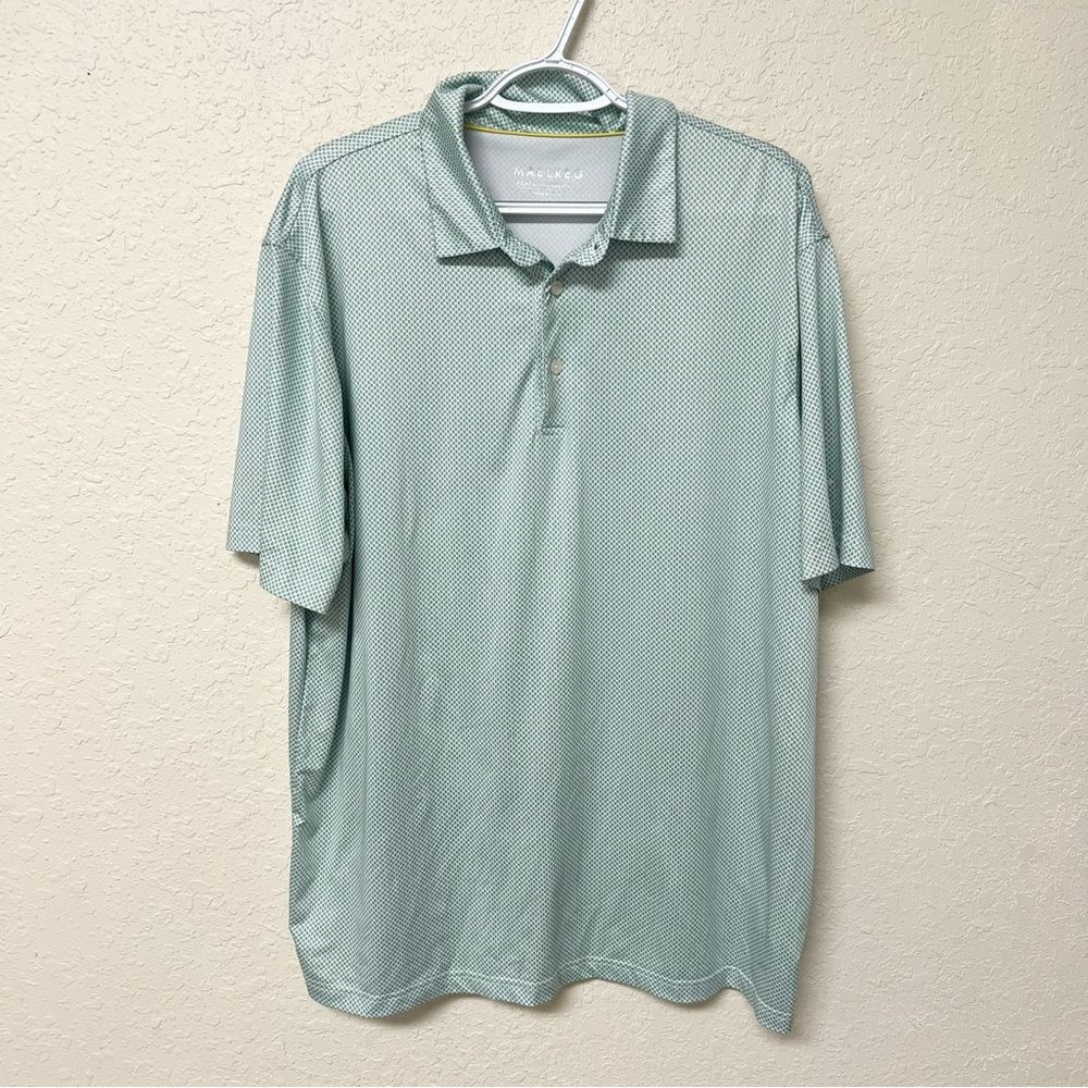 Maelreg Mens Size XL Green Print Performance Active Short Sleeve Polo Shirt